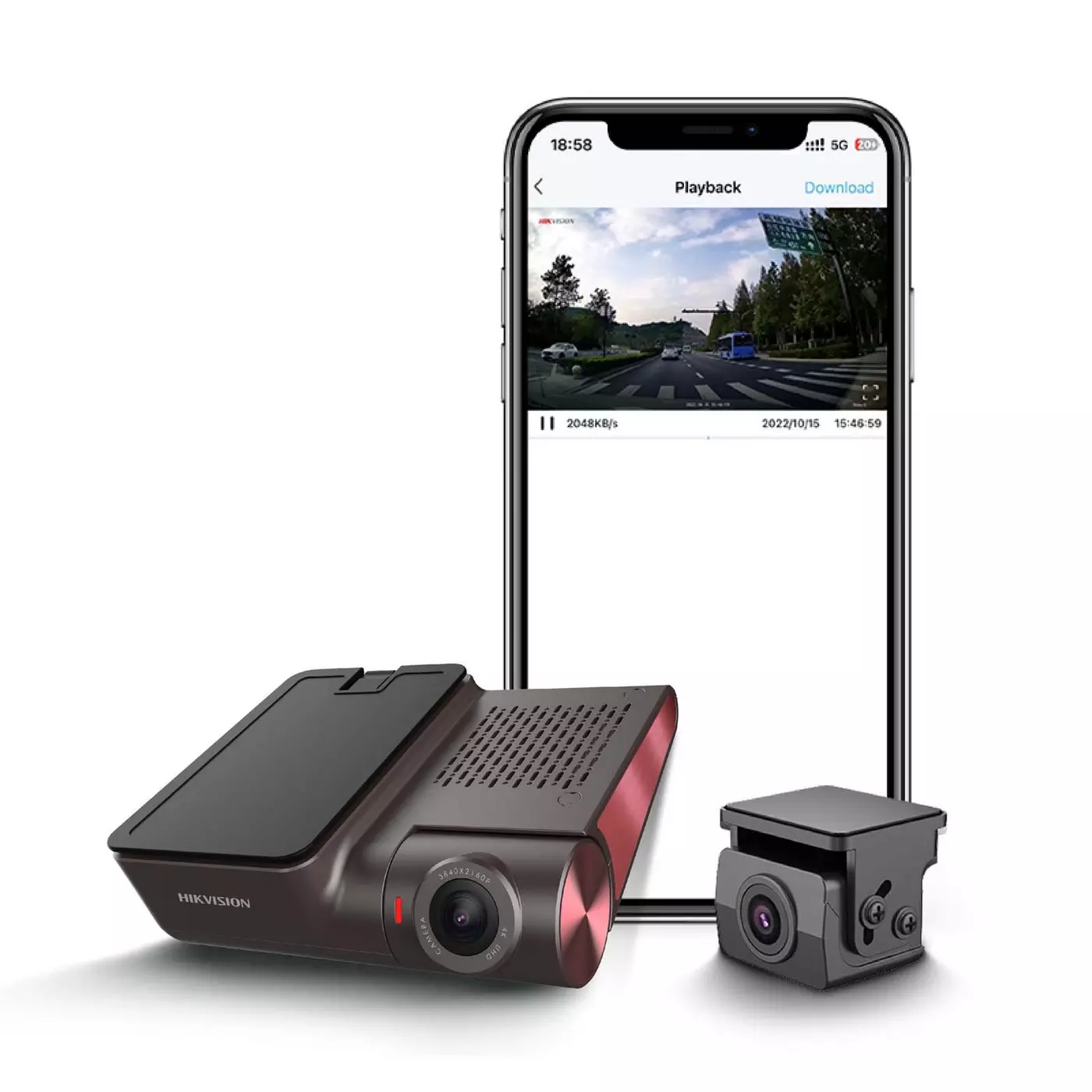 Hikvision G2PRO 4K Dual Dash Cam, Wide Angle Lens, WiFi, GPS, Black