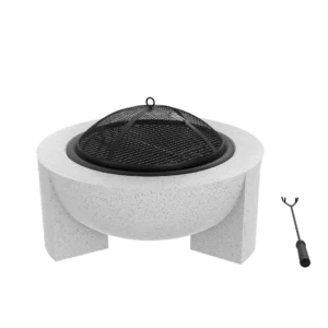 HOMEZ, Round Fire Pit, 72.5 X 72.5 X 45 CM, Light Grey