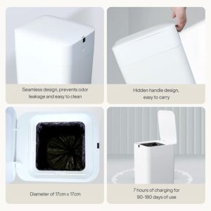 Smart sealed and automatic bag changing trash can with motion sensor and touchless lid. Voice control system – automatic refill – touchless hygienic trash can for kitchens, bathrooms, and offices. - Image 6