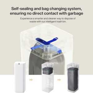 Smart sealed and automatic bag changing trash can with motion sensor and touchless lid. Voice control system – automatic refill – touchless hygienic trash can for kitchens, bathrooms, and offices. - Image 4
