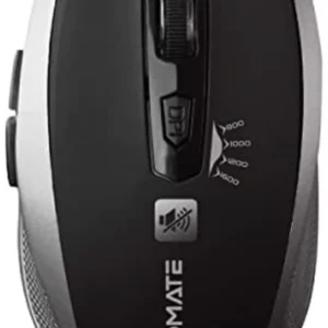 PROMATE, Breeze, Silent Mouse, Ergonomic, Cordless, 6 Buttons, Silver