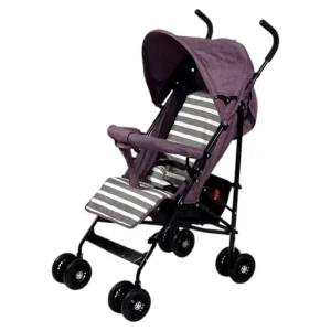 Baby Stroller With Adjustable Canopy, Lightweight Foldable Design With Padded Seat And Safety Harness, Dual Wheels With Rear Brakes, Soft Grip Handles, Large Storage Basket, Comfortable Pushchair For Travel And Daily Use In Multiple Colors - Purple
