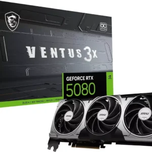 Msi gaming rtx 5080 16g ventus 3x oc graphics card (16gb gddr7, 256-bit, extreme performance: 2655 mhz, displayport x3 2.1a, hdmi 2.1b, nvidia blackwell architecture)